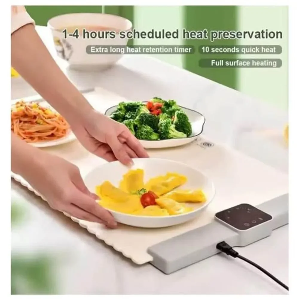 Electric Food Warming Mat, Portable Foldable Silicone with Full Surface Heating